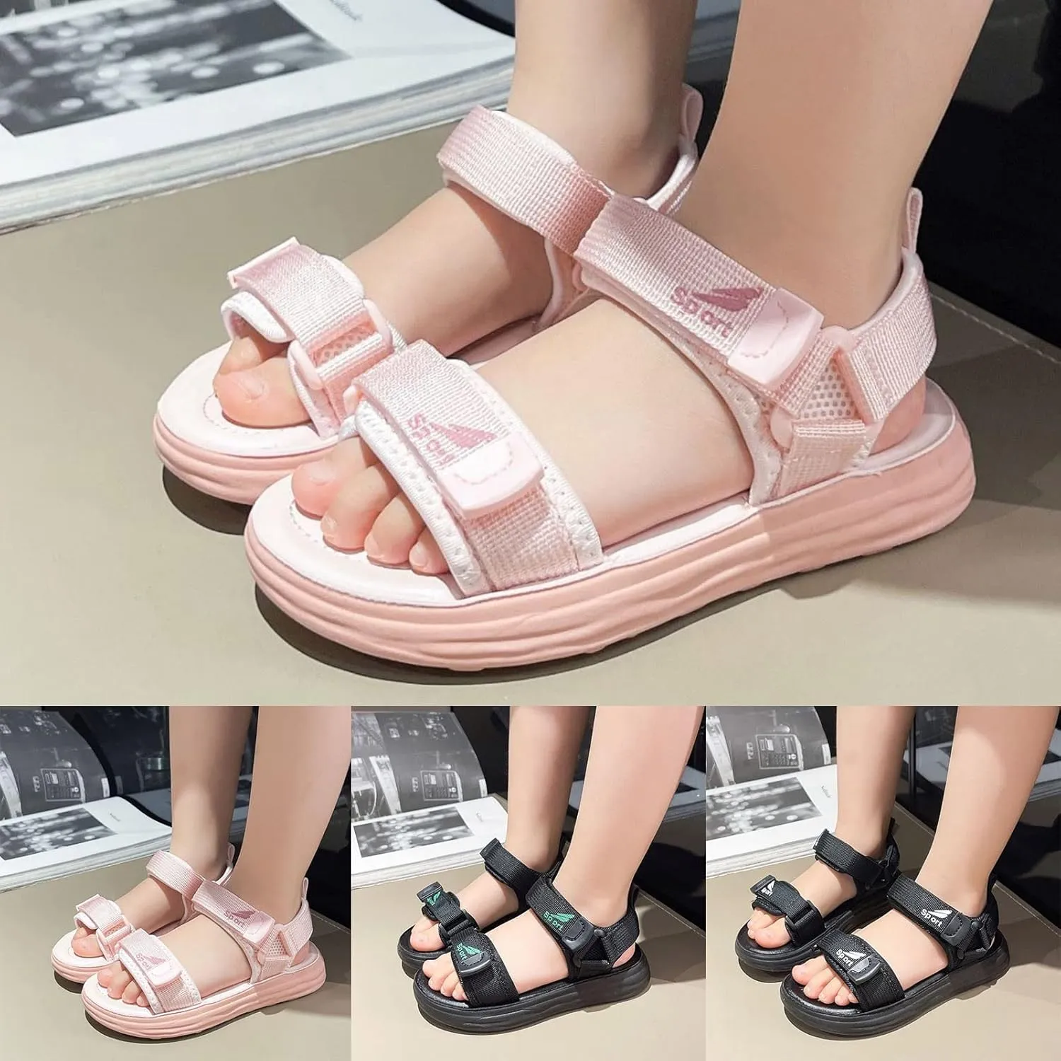 2025 Kids Sandals Boys Girls Fashion Non-Slip Walking Footwear with Ankle Strap Comfortable Beach Sandals for Girls