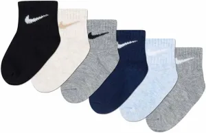 6 Pair Nike Infant and Toddler Size Socks (6-12 Months, Grey/Black/White)