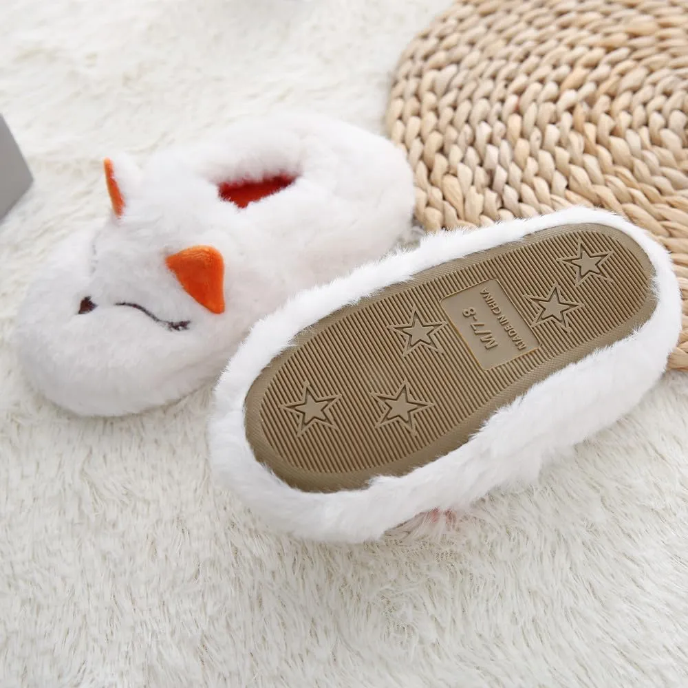 Baby Girls' Fox Slippers Rubber Non-Slip Soft House Slippers White US 7-8