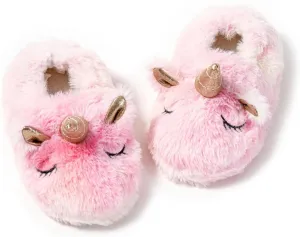 Baby Girls' Unicorn Slippers Rubber Non-Slip Soft House Slippers Pink US 7-8
