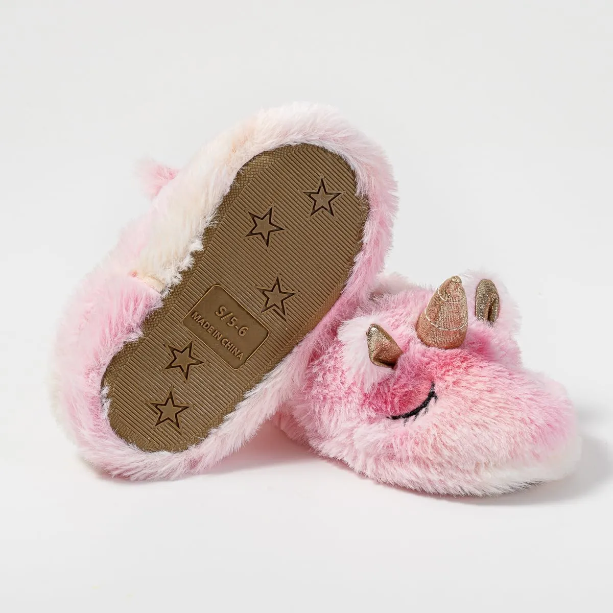 Baby Girls' Unicorn Slippers Rubber Non-Slip Soft House Slippers Pink US 7-8