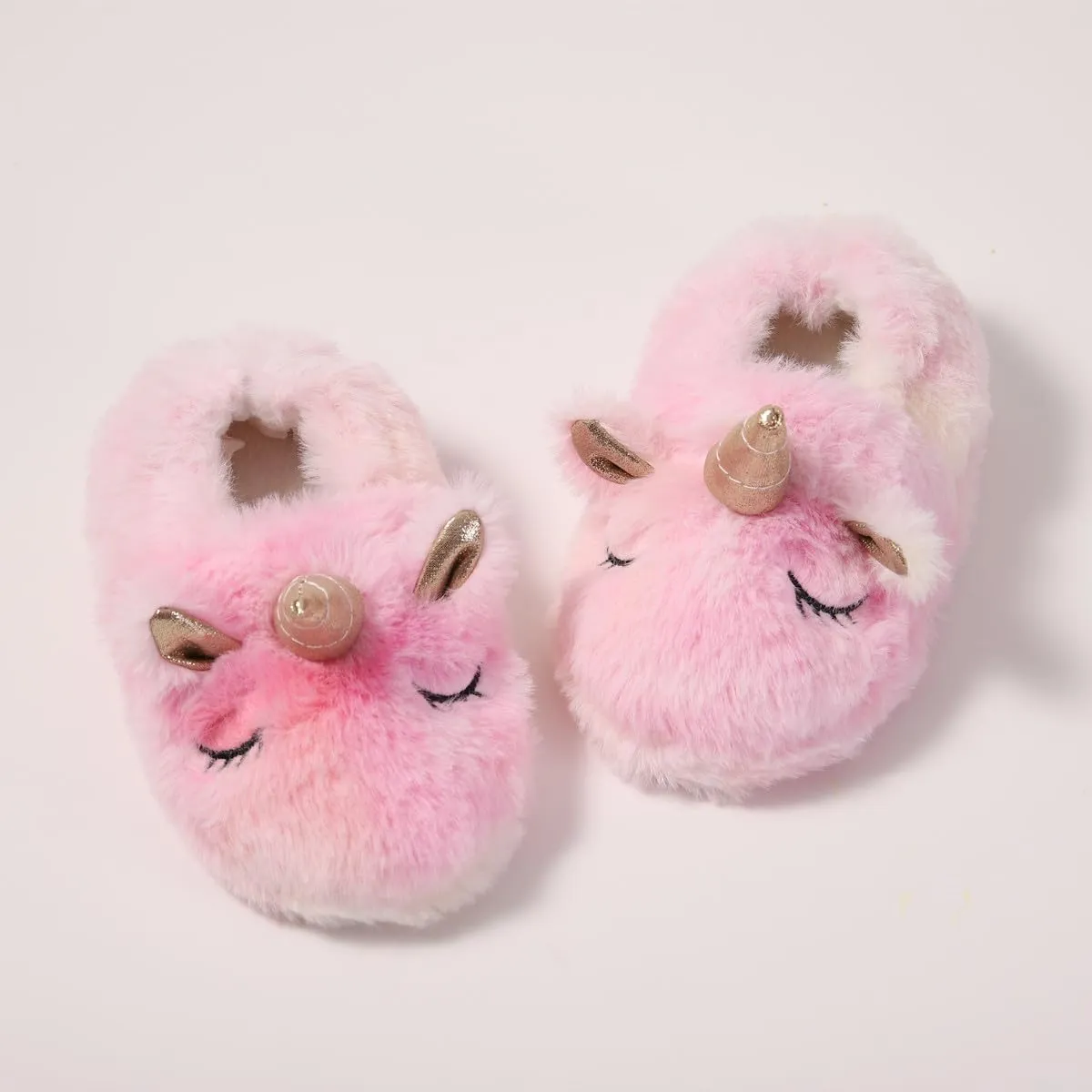 Baby Girls' Unicorn Slippers Rubber Non-Slip Soft House Slippers Pink US 7-8