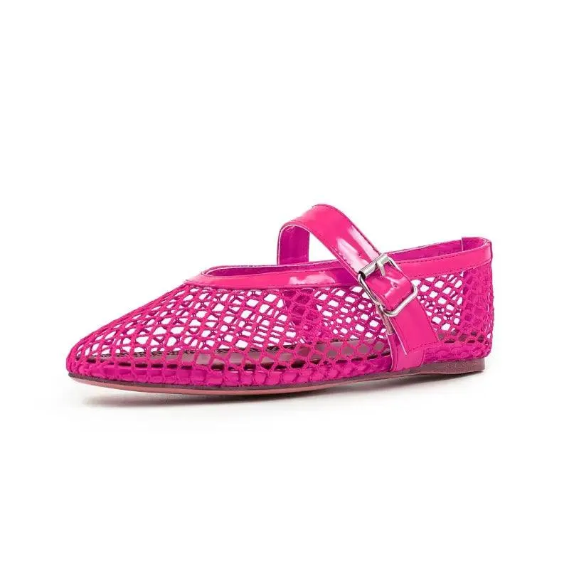 Buckle-Up Mary Jane Breathable Mesh Ankle Sandals