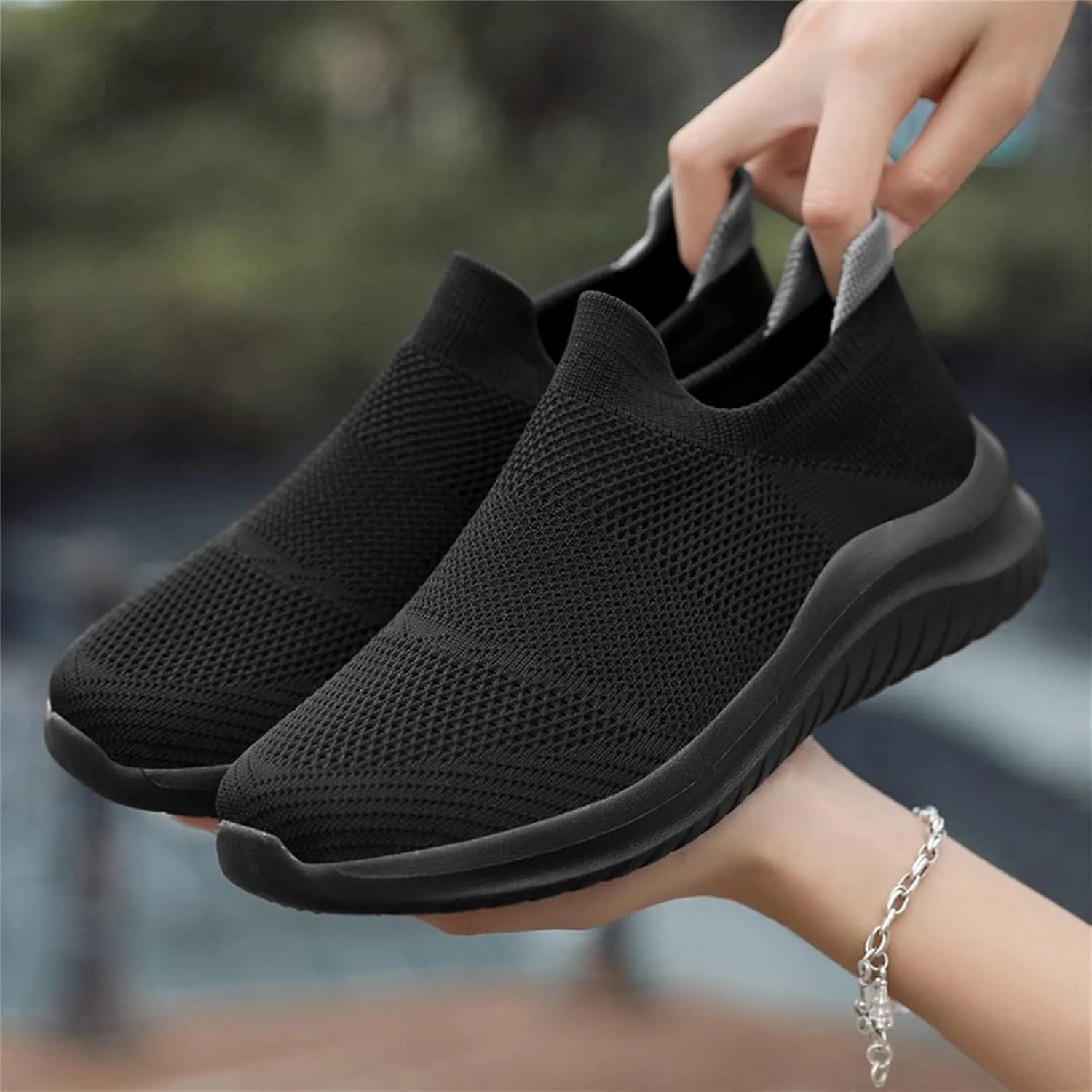 Casual Breathable Shoes for Men Versatile Slip On Sock Shoes Fashion Lightweight Labor Work Shoe Cushion Sneakers