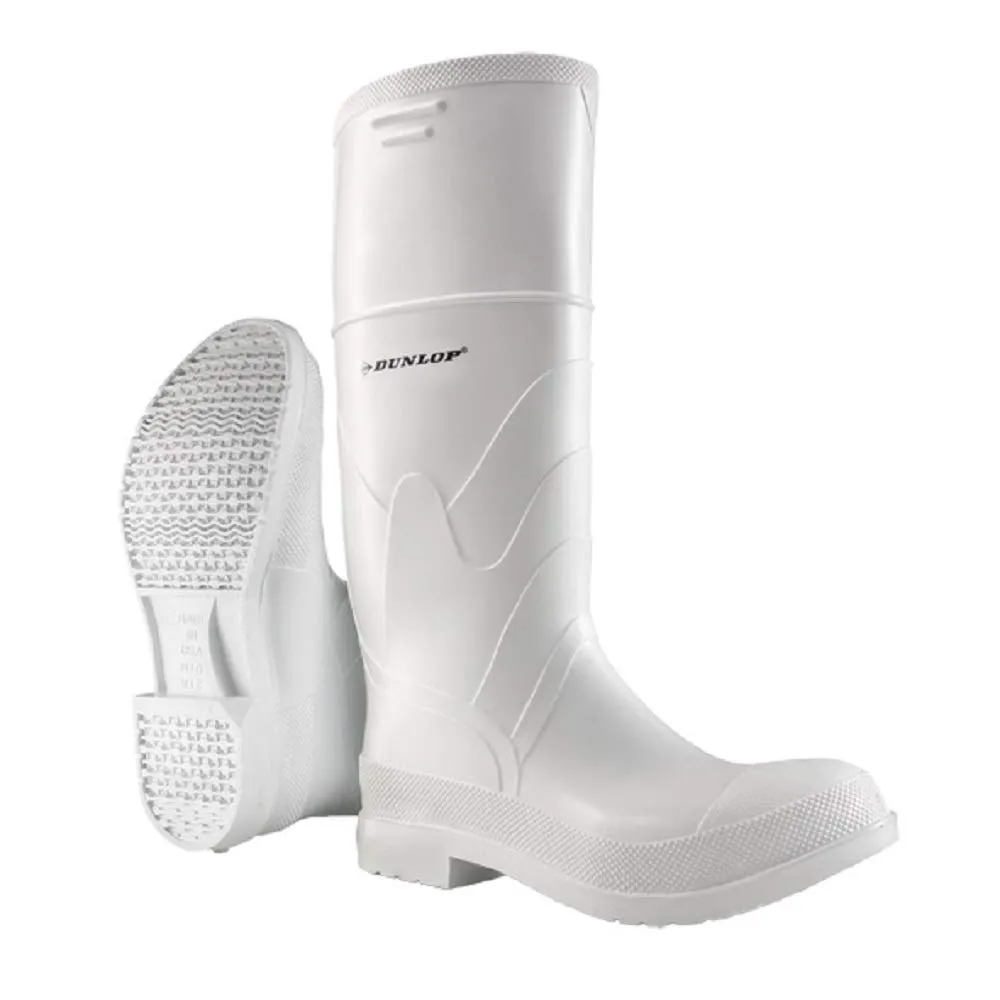 DUNLOP Protective Footwear, Steel Toe White Safety Lock, 100% Waterproof PVC, Lightweight and Durable Protective Footwear, Slip-Resistant, 8101200.12, Size 12 US