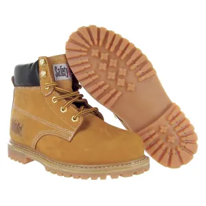 English Waterproof Work Boots - Tan - 6W | Steel Toe Work Boots | Leather Work Boots Equipped with Nubuck Leather Upper and Rugged, Durable, Oil Resistant Outsole