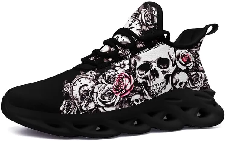 Fashion Skull Running Shoes for Men Women Edgy Elegance Sneakers Gothic Light Weight Mesh EVA Walking Tennis Sports Shoes