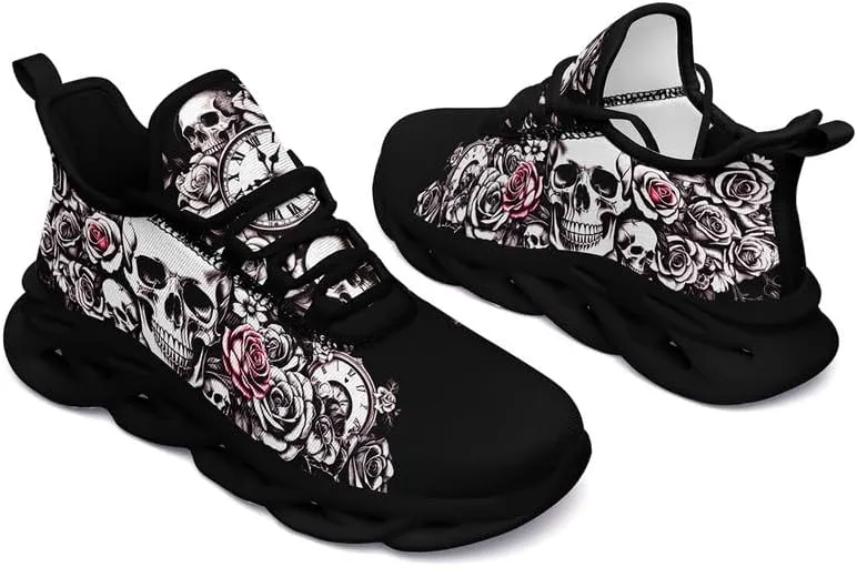 Fashion Skull Running Shoes for Men Women Edgy Elegance Sneakers Gothic Light Weight Mesh EVA Walking Tennis Sports Shoes