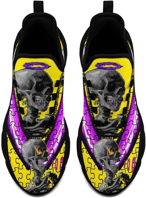 Fashion Skull Running Shoes for Men Women Edgy Elegance Sneakers Gothic Light Weight Mesh EVA Walking Tennis Sports Shoes