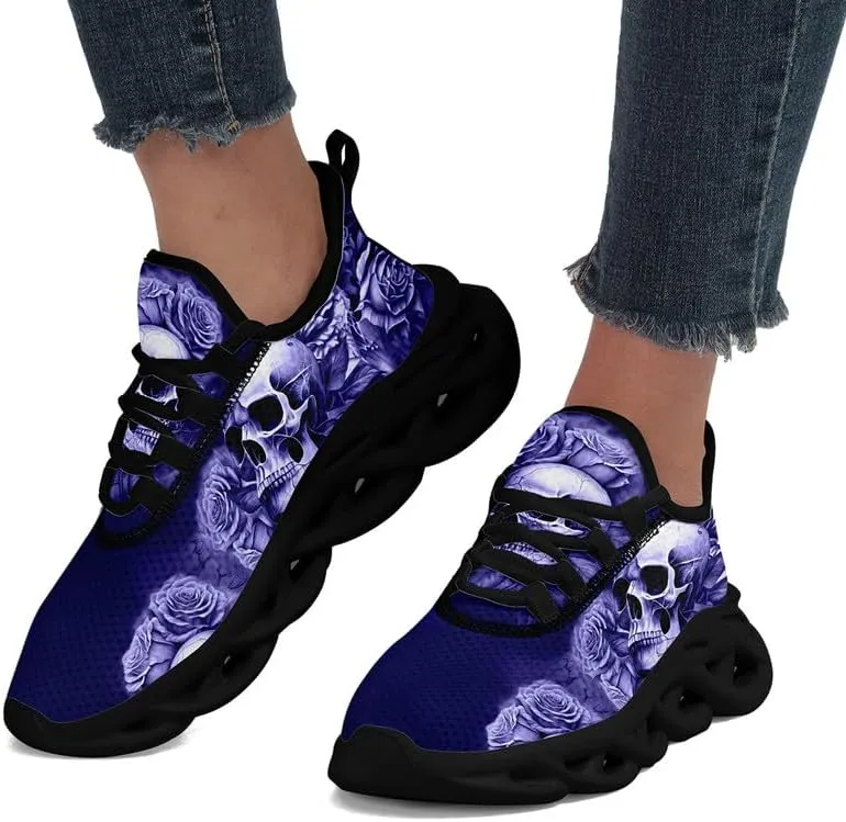 Fashion Skull Running Shoes for Men Women Edgy Elegance Sneakers Gothic Light Weight Mesh EVA Walking Tennis Sports Shoes