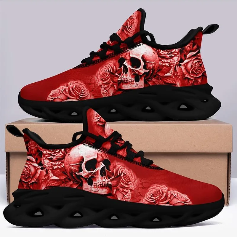 Fashion Skull Running Shoes for Men Women Edgy Elegance Sneakers Gothic Light Weight Mesh EVA Walking Tennis Sports Shoes