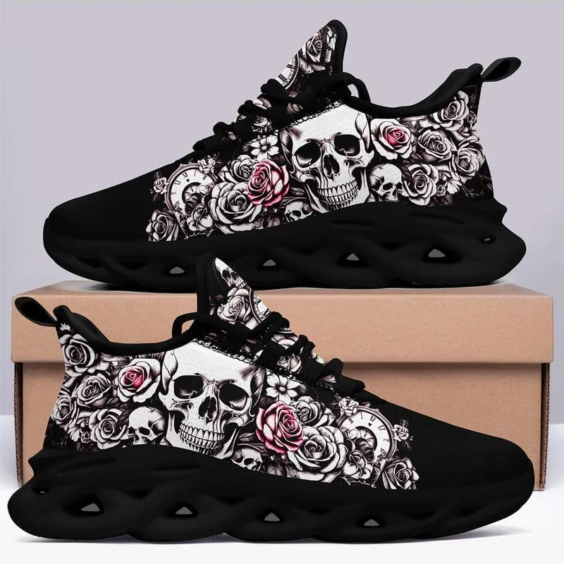 Fashion Skull Running Shoes for Men Women Edgy Elegance Sneakers Gothic Light Weight Mesh EVA Walking Tennis Sports Shoes