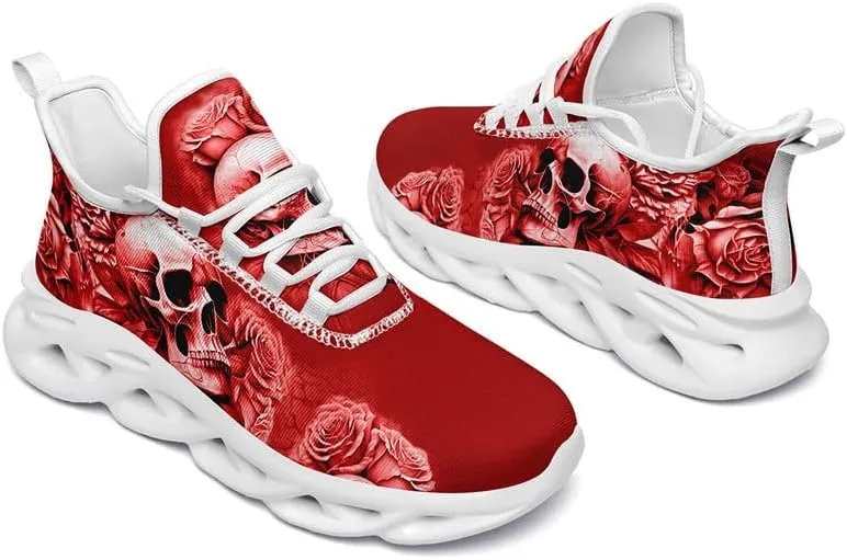 Fashion Skull Running Shoes for Men Women Edgy Elegance Sneakers Gothic Light Weight Mesh EVA Walking Tennis Sports Shoes
