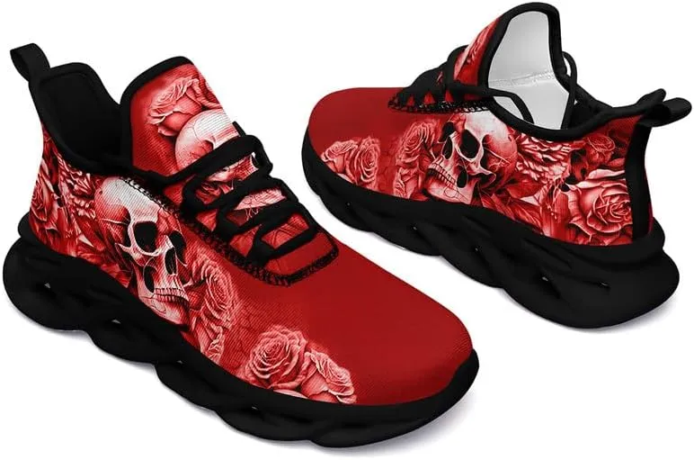 Fashion Skull Running Shoes for Men Women Edgy Elegance Sneakers Gothic Light Weight Mesh EVA Walking Tennis Sports Shoes