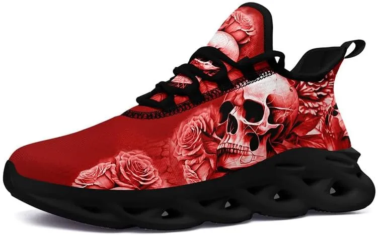 Fashion Skull Running Shoes for Men Women Edgy Elegance Sneakers Gothic Light Weight Mesh EVA Walking Tennis Sports Shoes