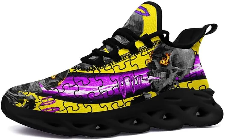 Fashion Skull Running Shoes for Men Women Edgy Elegance Sneakers Gothic Light Weight Mesh EVA Walking Tennis Sports Shoes