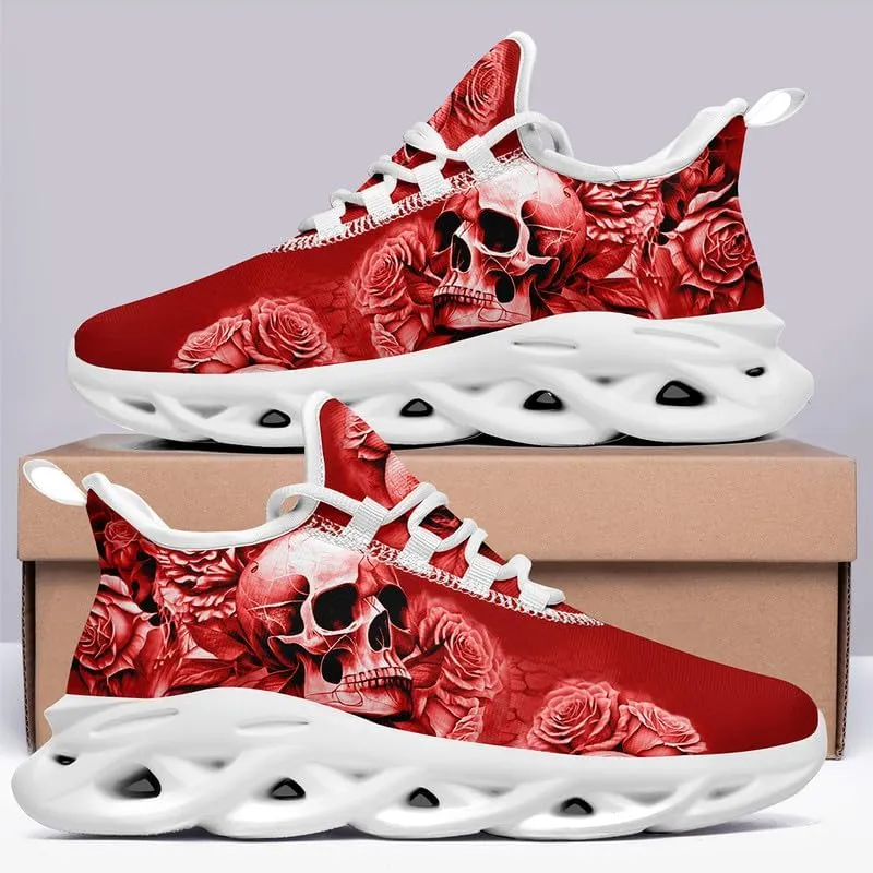 Fashion Skull Running Shoes for Men Women Edgy Elegance Sneakers Gothic Light Weight Mesh EVA Walking Tennis Sports Shoes