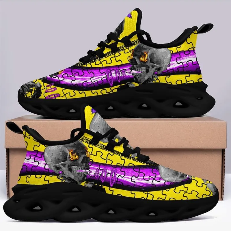 Fashion Skull Running Shoes for Men Women Edgy Elegance Sneakers Gothic Light Weight Mesh EVA Walking Tennis Sports Shoes