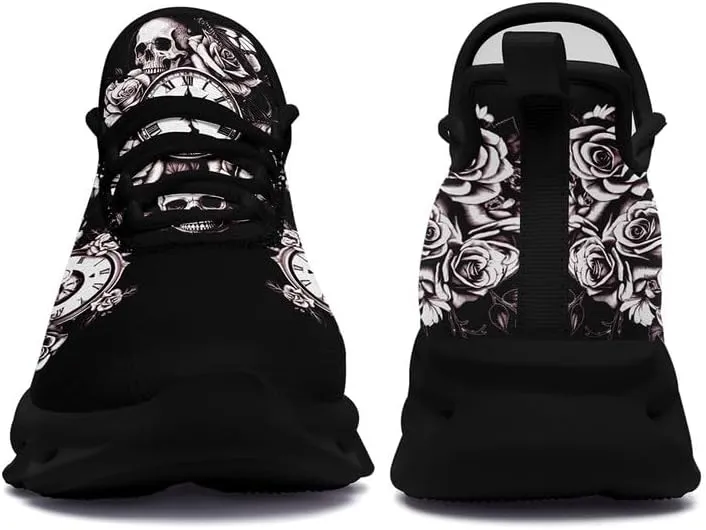 Fashion Skull Running Shoes for Men Women Edgy Elegance Sneakers Gothic Light Weight Mesh EVA Walking Tennis Sports Shoes