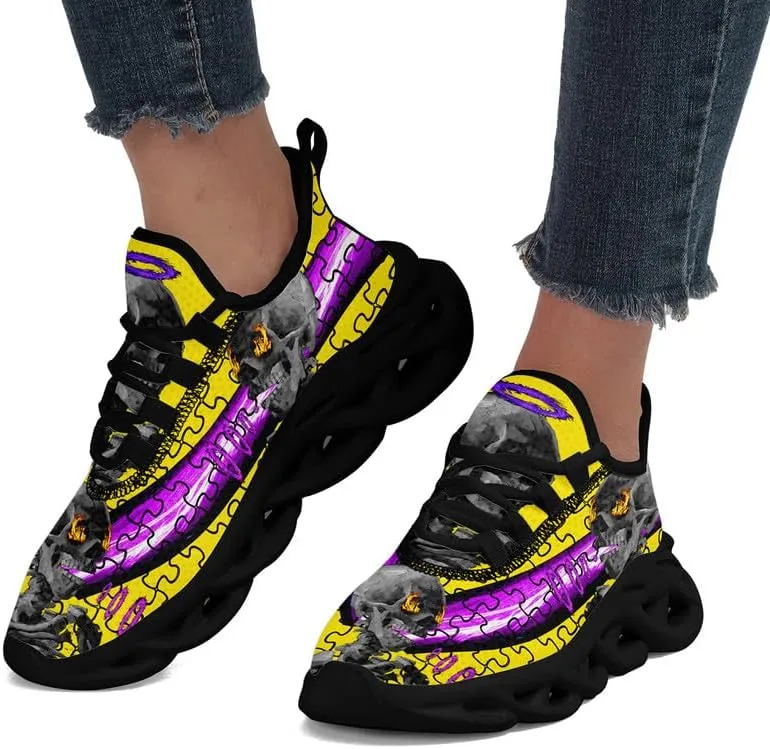 Fashion Skull Running Shoes for Men Women Edgy Elegance Sneakers Gothic Light Weight Mesh EVA Walking Tennis Sports Shoes