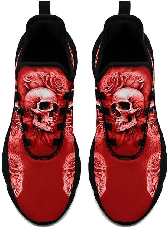 Fashion Skull Running Shoes for Men Women Edgy Elegance Sneakers Gothic Light Weight Mesh EVA Walking Tennis Sports Shoes
