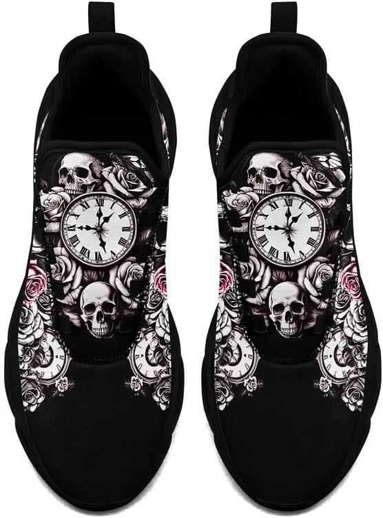 Fashion Skull Running Shoes for Men Women Edgy Elegance Sneakers Gothic Light Weight Mesh EVA Walking Tennis Sports Shoes