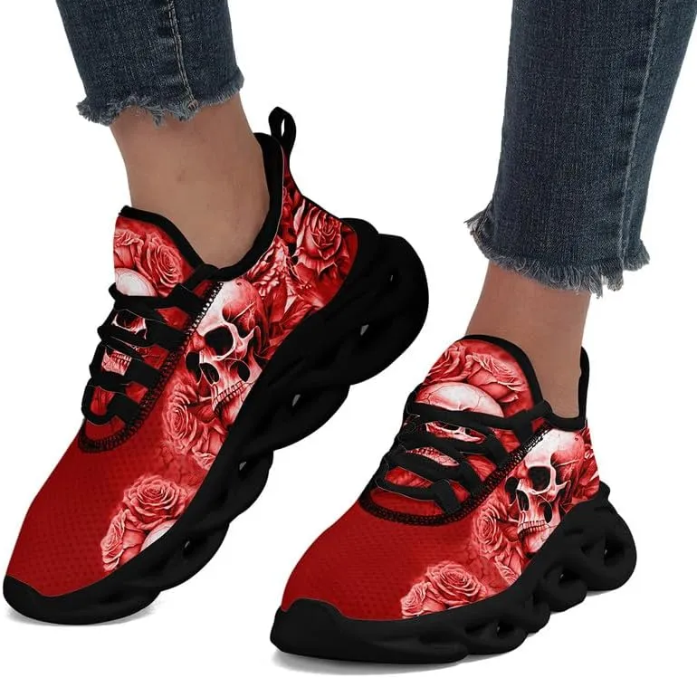 Fashion Skull Running Shoes for Men Women Edgy Elegance Sneakers Gothic Light Weight Mesh EVA Walking Tennis Sports Shoes