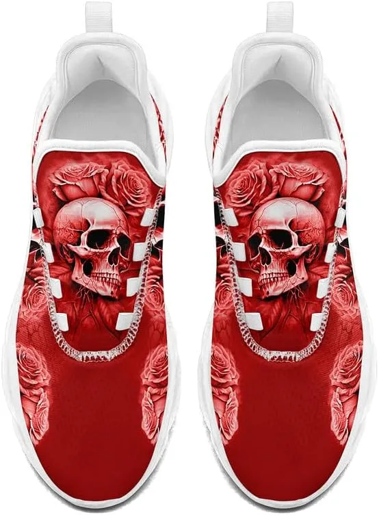 Fashion Skull Running Shoes for Men Women Edgy Elegance Sneakers Gothic Light Weight Mesh EVA Walking Tennis Sports Shoes