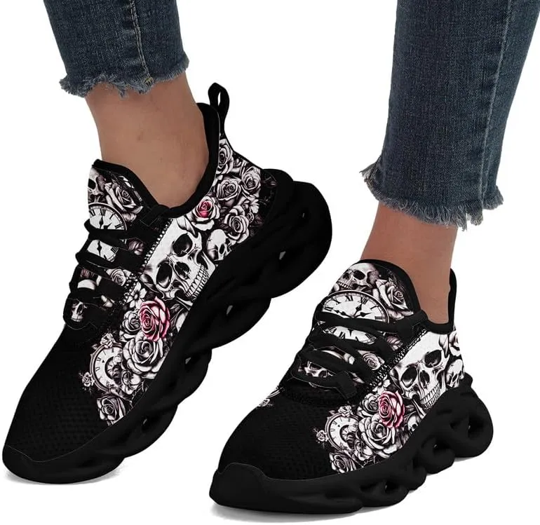 Fashion Skull Running Shoes for Men Women Edgy Elegance Sneakers Gothic Light Weight Mesh EVA Walking Tennis Sports Shoes