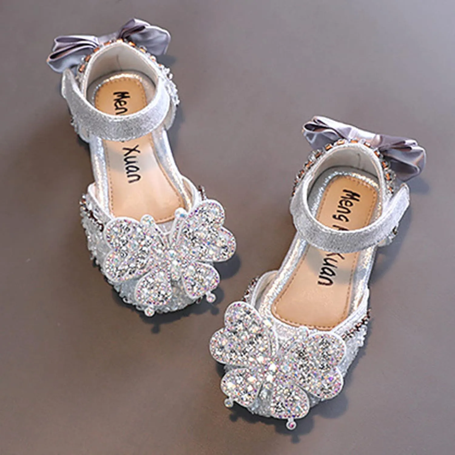 Fashion Spring And Summer Girls Shoes Dress Performance Dance Shoes Rhinestone Sequins Cartoon Butterfly Baby