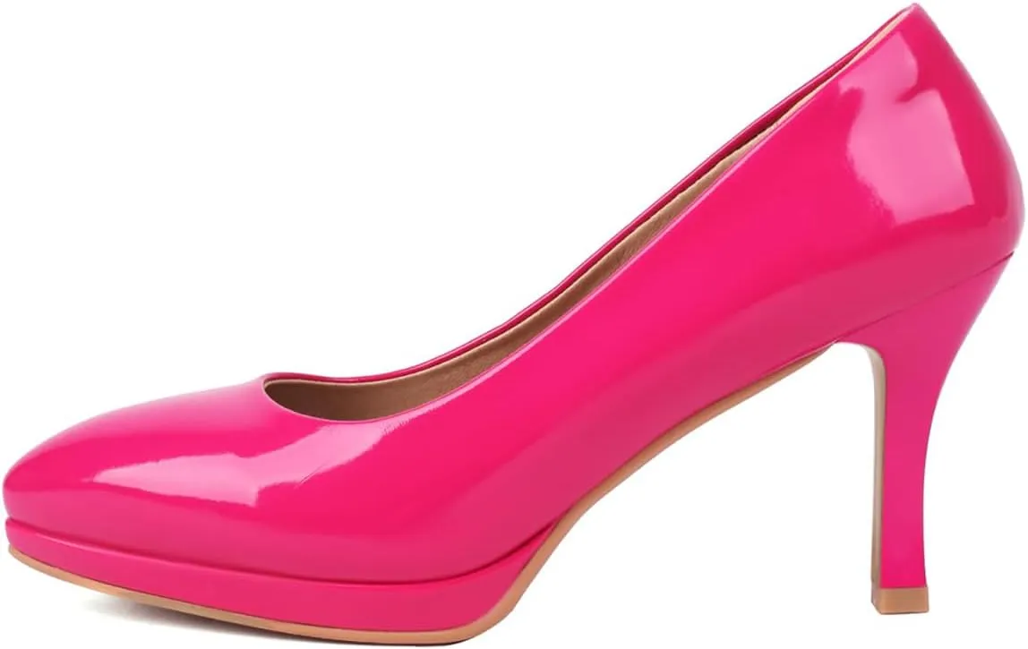 FOWT Women Chic Platform Closed Toe Pumps Pointed Toe Stiletto High Heels Slip On Party Prom Office Dress Shoes Size 4-16 US