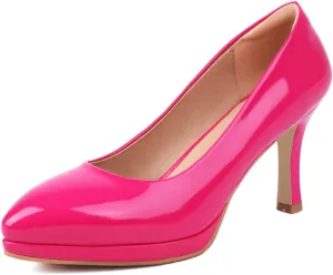 FOWT Women Chic Platform Closed Toe Pumps Pointed Toe Stiletto High Heels Slip On Party Prom Office Dress Shoes Size 4-16 US