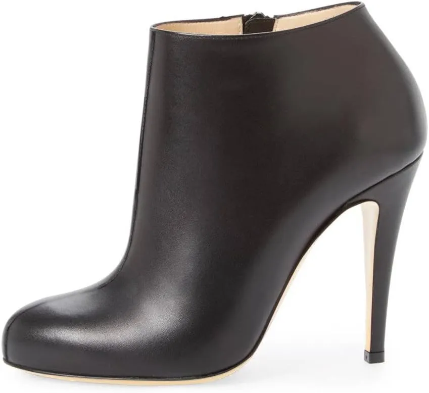 FSJ Women Fashion Almond Toe Boots Stiletto High Heels Ankle Booties Comfy Shoes Side Zipper US Size 4-15 US