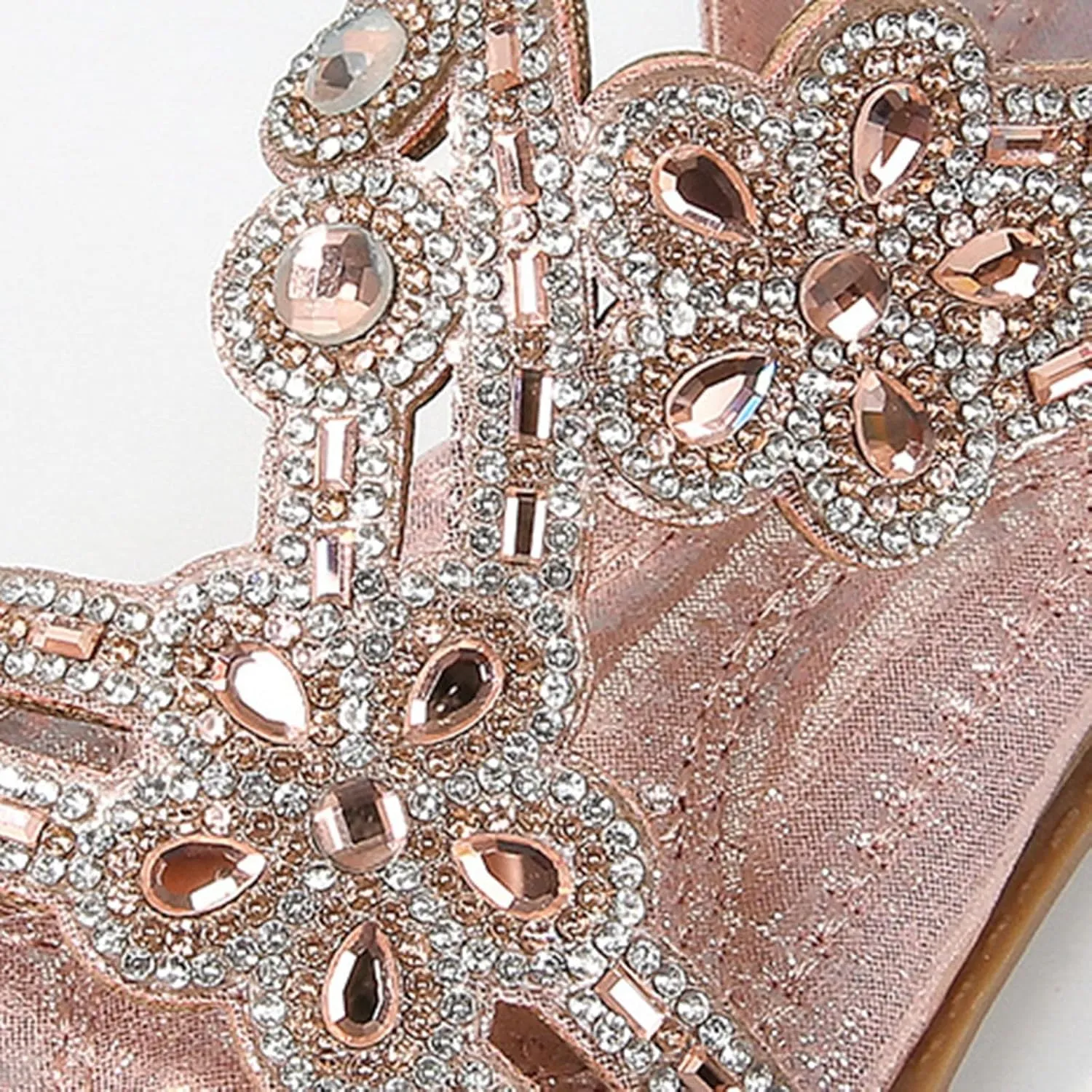 Girls Bohemian Crystal Flats Rhinestone Flat Sandals Kids Glitter Open Toe Elastic Ankle Strap Summer Beach Sandal