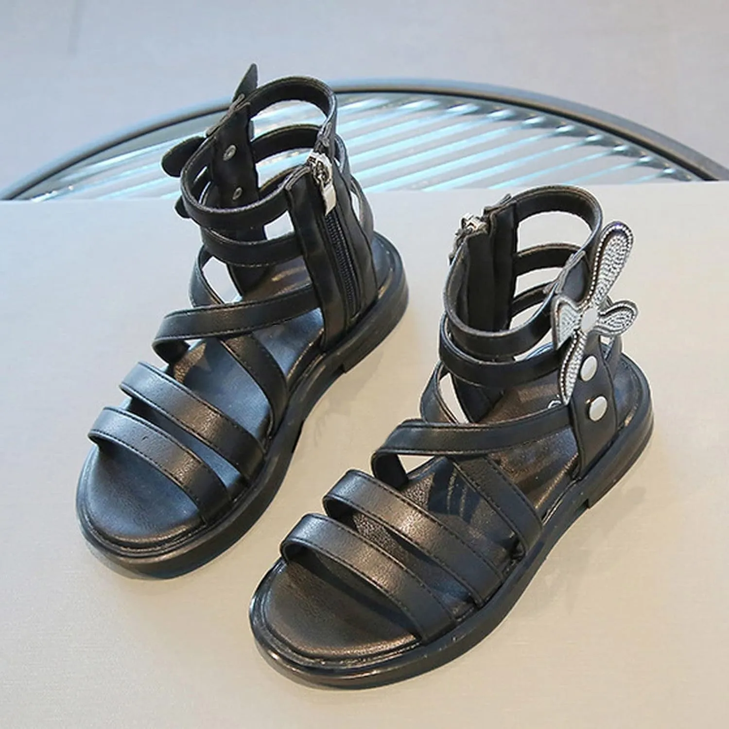 Girls Open Toe High Top Side Zipper Slippers 2025 Non-Slip Comfortable Cute Fashion Toddler Sandals Wide Girls