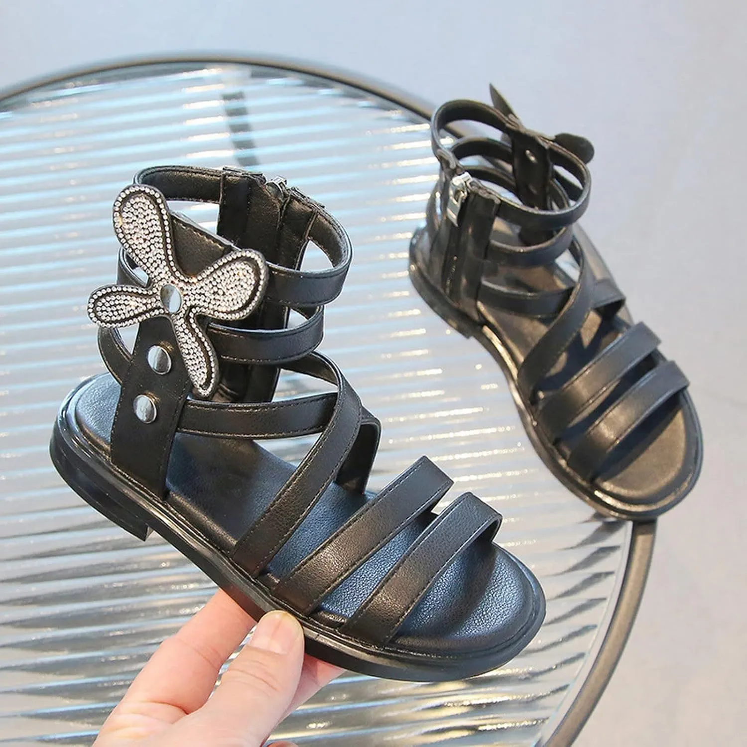 Girls Open Toe High Top Side Zipper Slippers 2025 Non-Slip Comfortable Cute Fashion Toddler Sandals Wide Girls