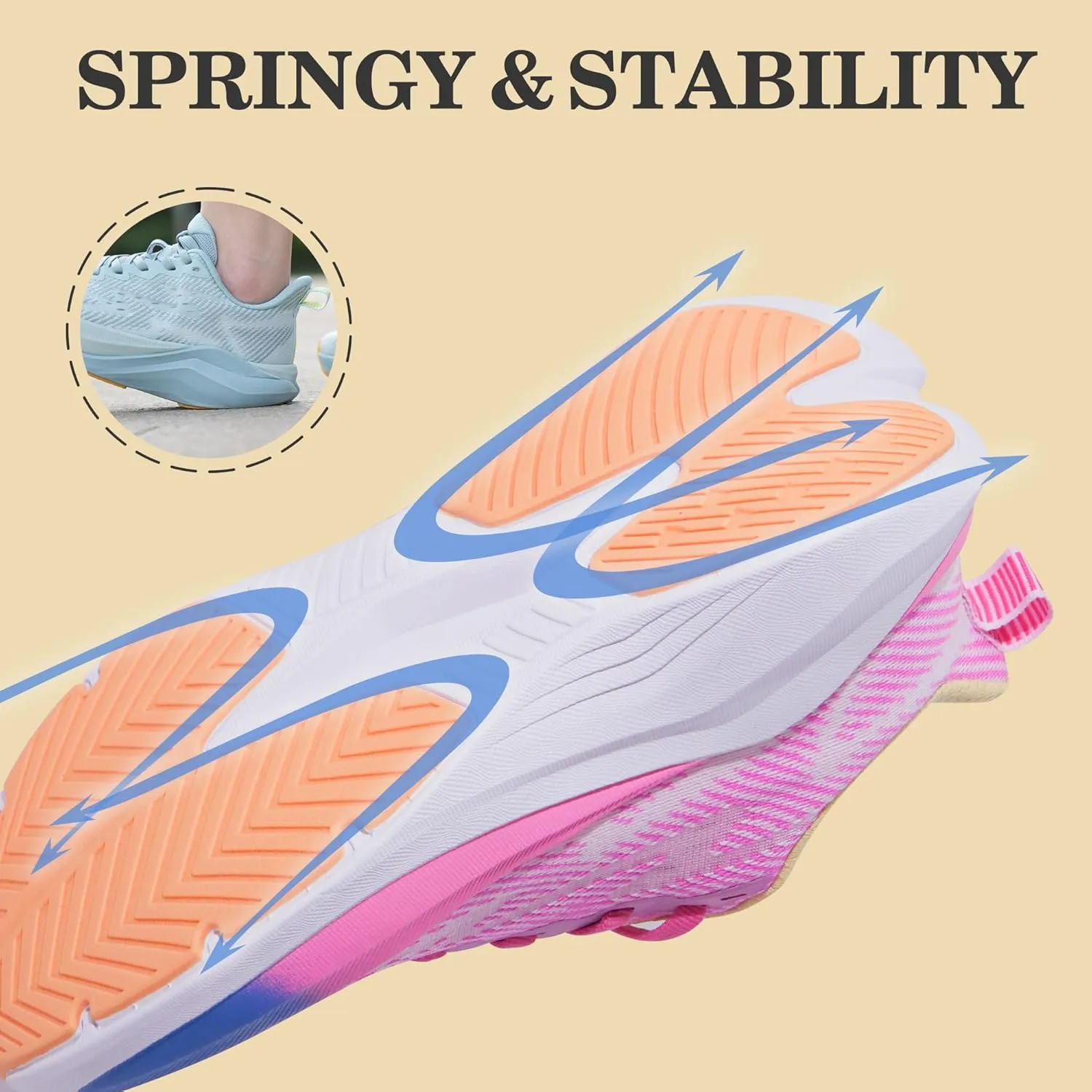 Hawkwell Women's Cloud Zero Active Cushion Breathable Tennis Walking Fashion Sneakers Gym Medical Work Shoes