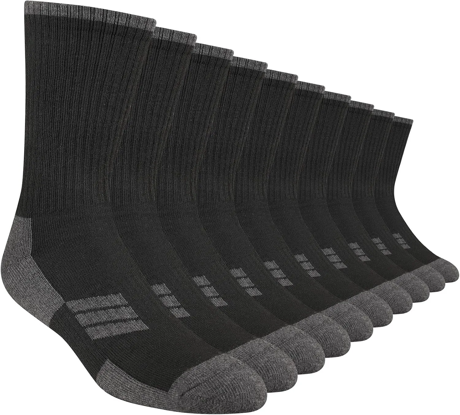 Heatuff Mens Moisture Wicking Heavy Cushion Crew Socks, Reinforced Heel & Toe Durable Socks