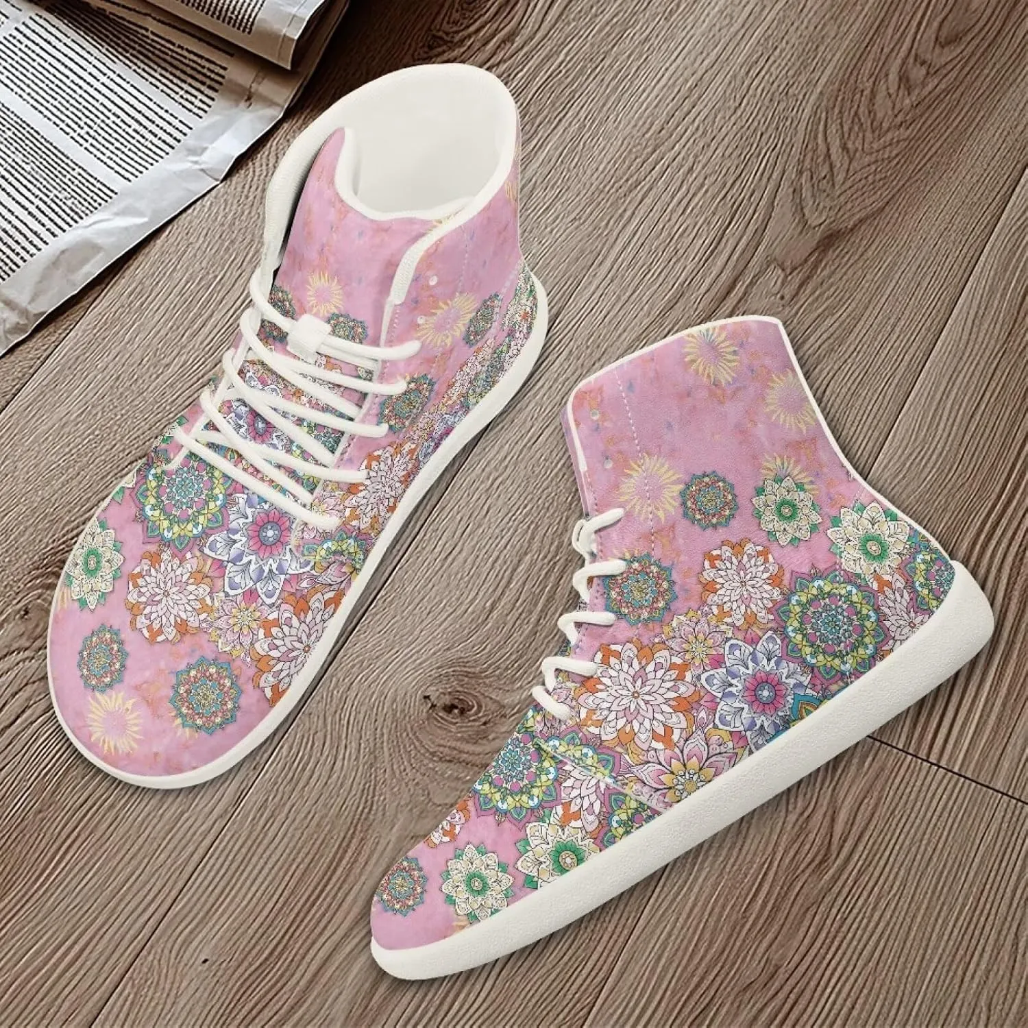 High Top Sneakers for Women Leather Shoes Trendy Men's Barefoot Shoes