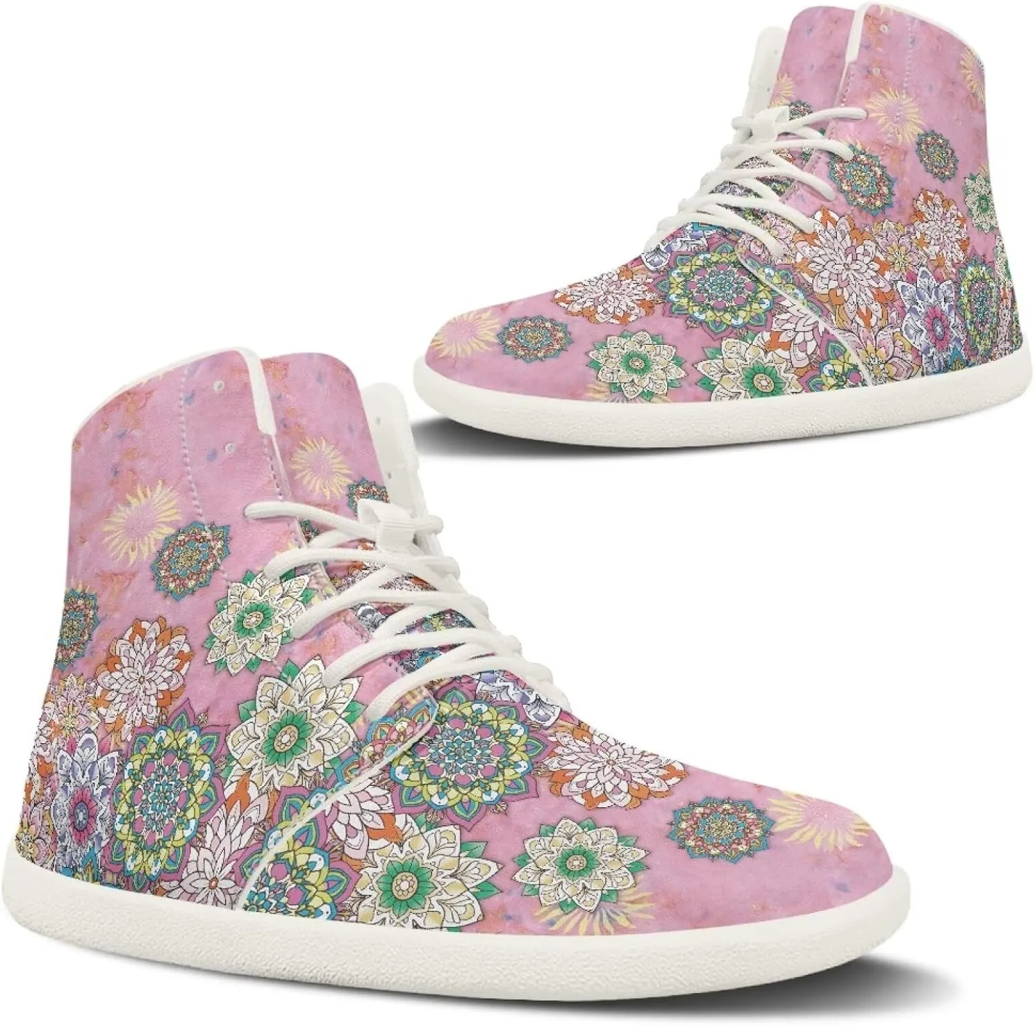 High Top Sneakers for Women Leather Shoes Trendy Men's Barefoot Shoes