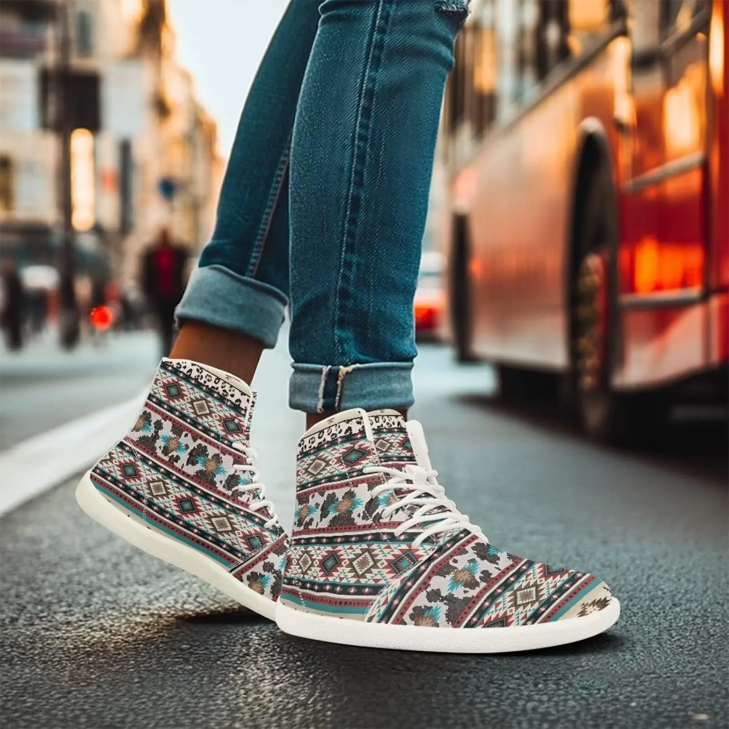 High Top Sneakers for Women Leather Shoes Trendy Men's Barefoot Shoes