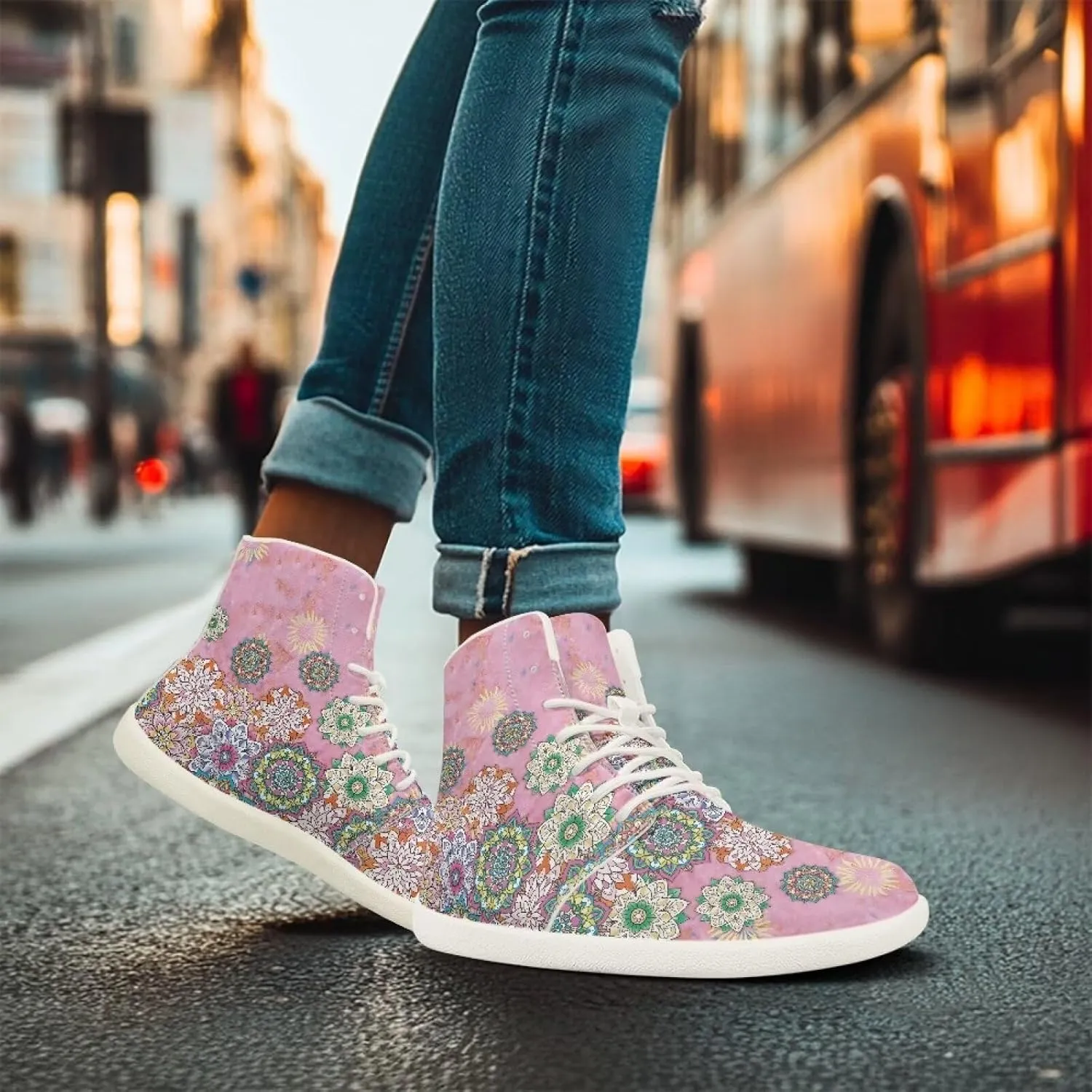 High Top Sneakers for Women Leather Shoes Trendy Men's Barefoot Shoes
