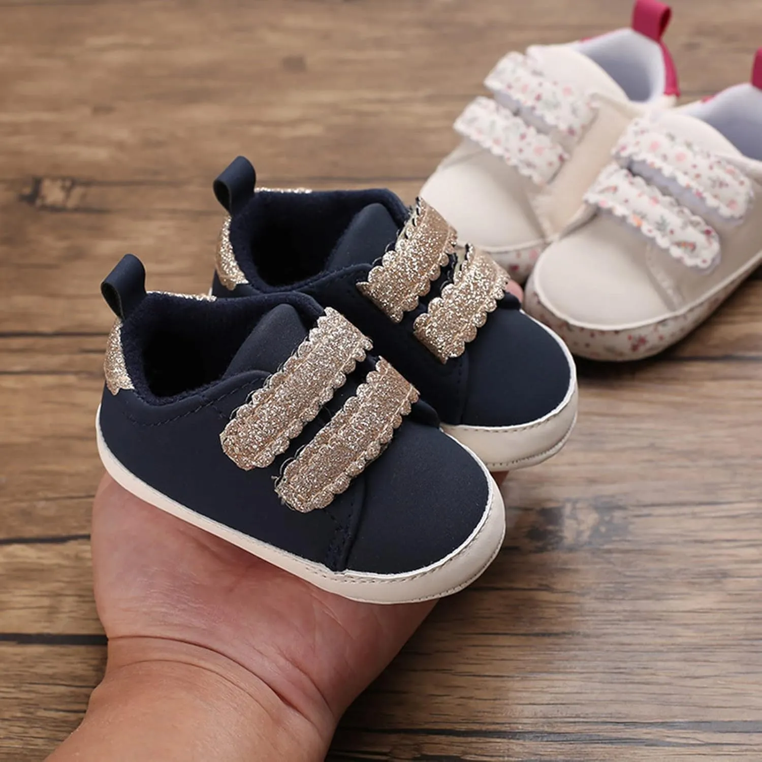 Infant Baby First Walking Shoes Toddlers Flat Bottom Non Slip Soft Sole Round Toe Toddler First Walking Shoes Girls