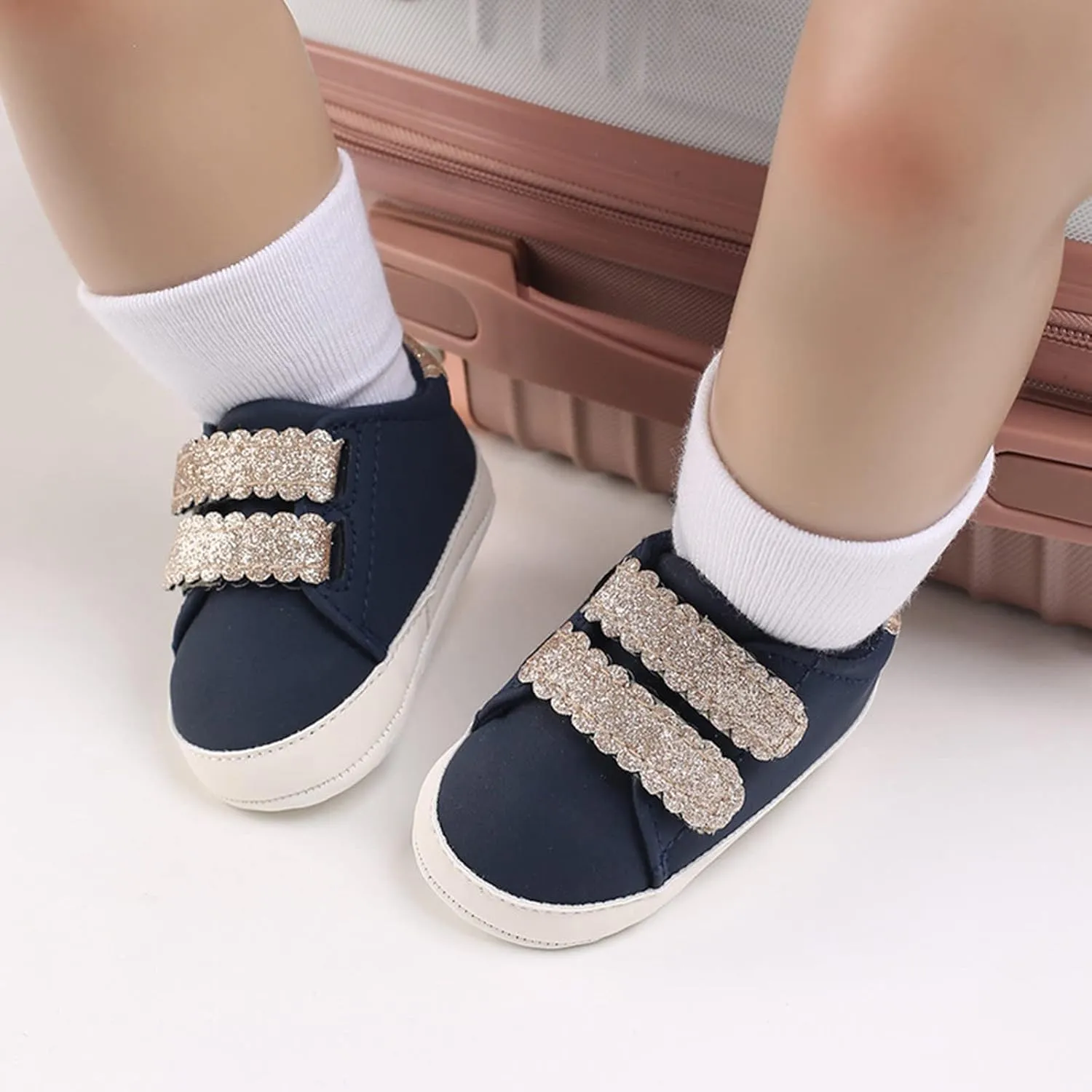 Infant Baby First Walking Shoes Toddlers Flat Bottom Non Slip Soft Sole Round Toe Toddler First Walking Shoes Girls