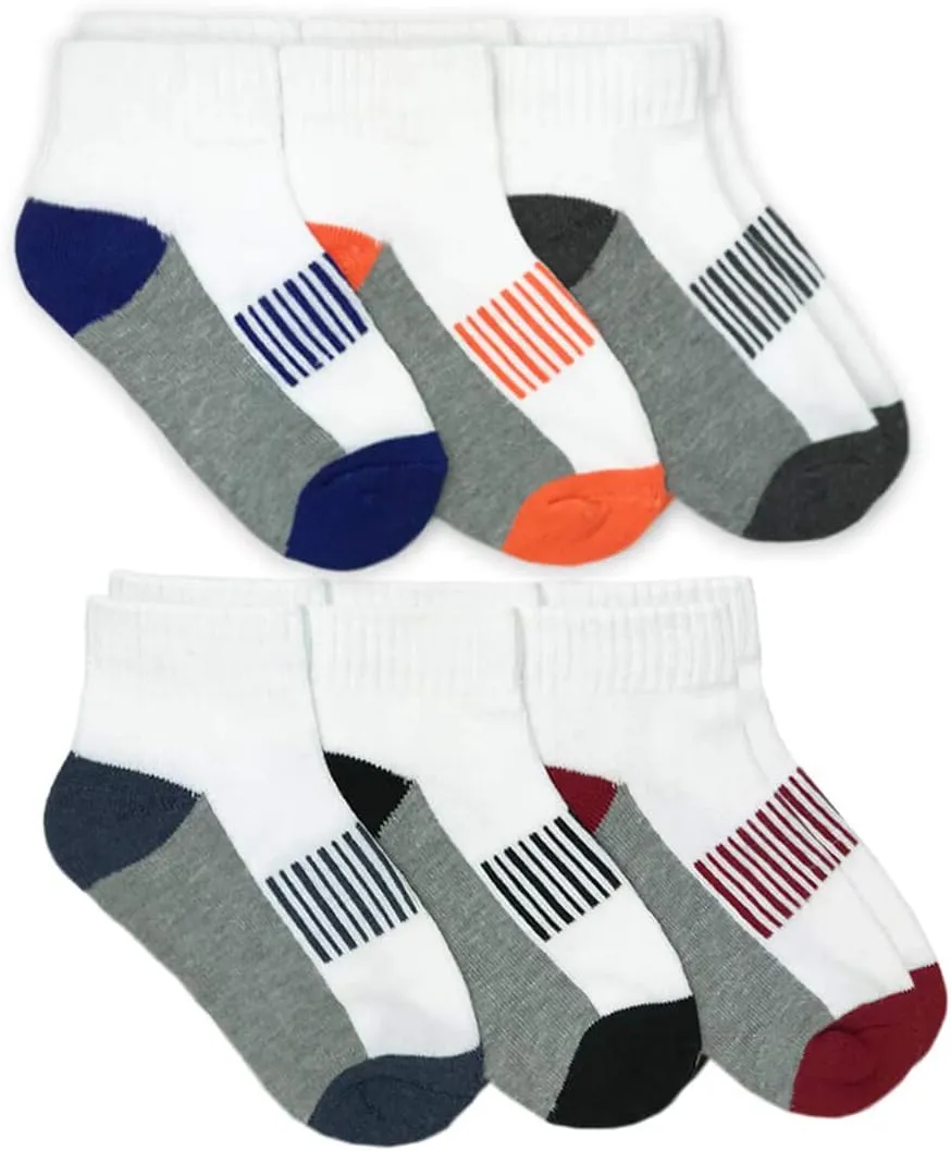 Jefferies Socks Boys' Sporty Half Cushion Quarter Socks 6 Pair Pack