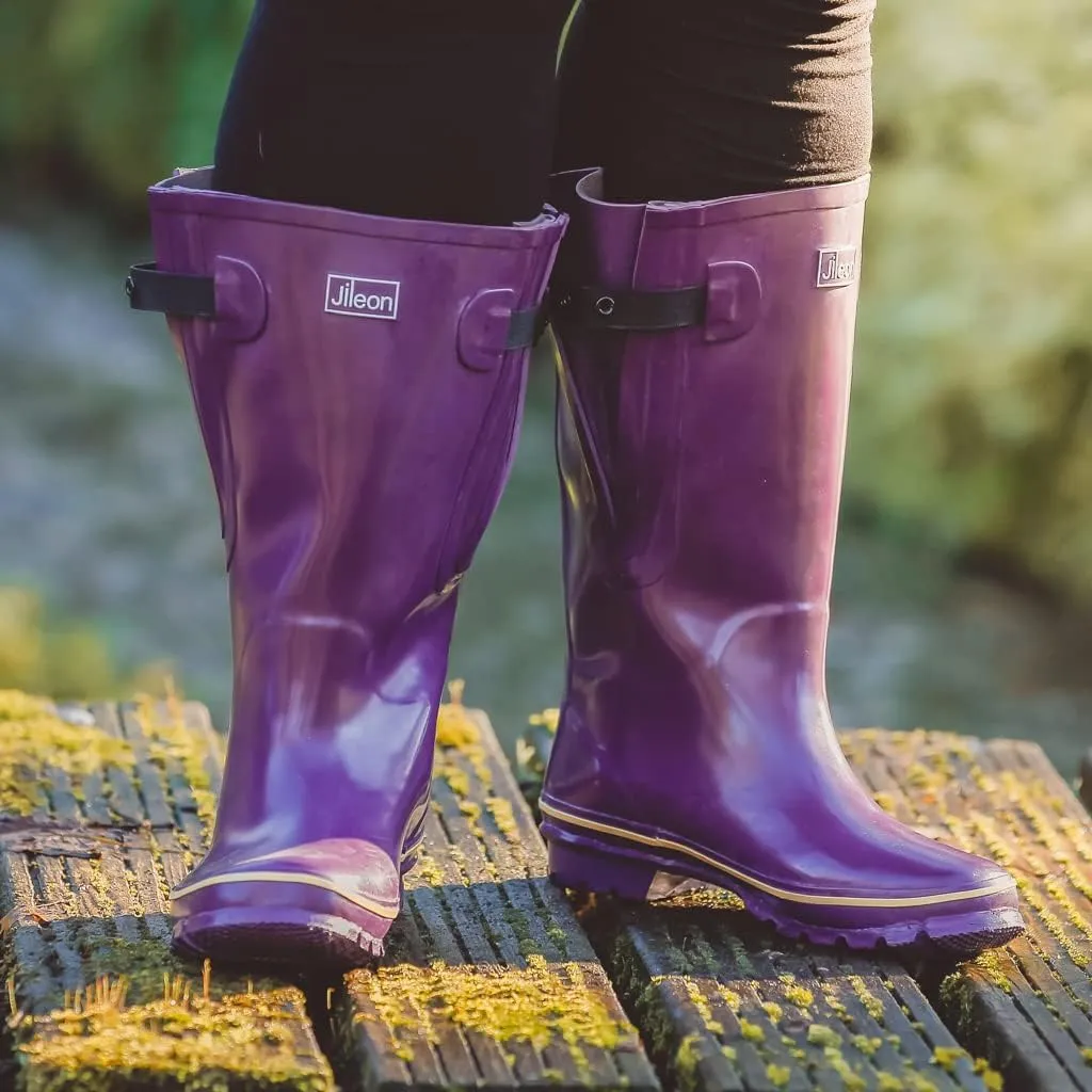 Jileon Extra Wide Calf Rain Boots - Ideal for Wide Feet, Ankles & Calves - Fit 16 to 23 Calves - Durable & Waterproof