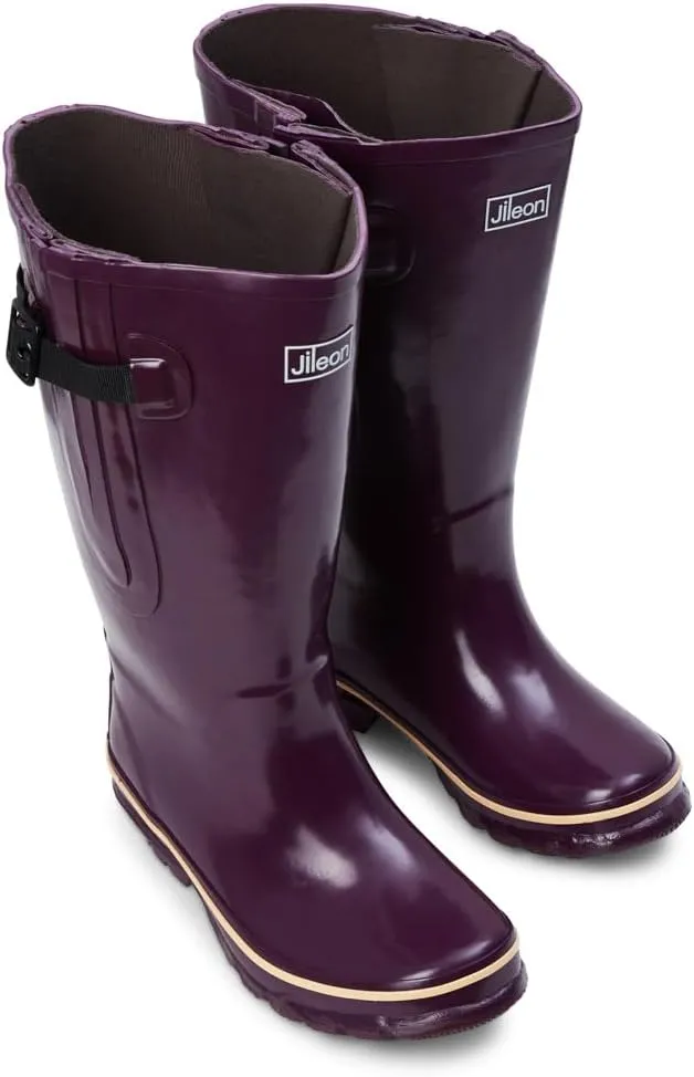 Jileon Extra Wide Calf Rain Boots - Ideal for Wide Feet, Ankles & Calves - Fit 16 to 23 Calves - Durable & Waterproof