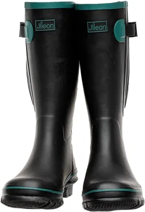 Jileon Wide Calf Rain Boots for Women - up to 19 inch Calf - Standard Foot & Ankle Width - Durable Rubber