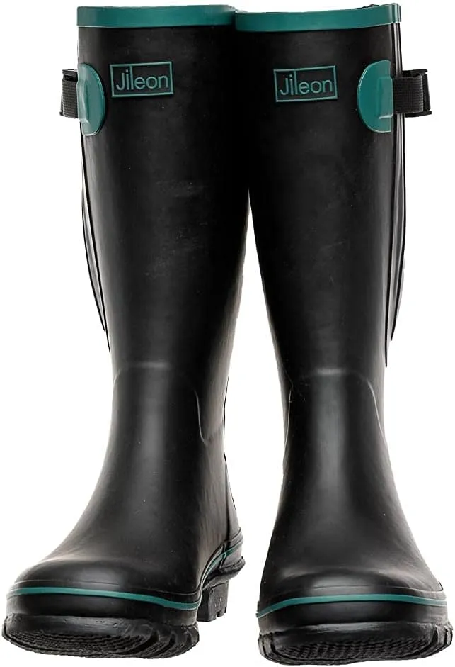 Jileon Wide Calf Rain Boots for Women - up to 19 inch Calf - Standard Foot & Ankle Width - Durable Rubber
