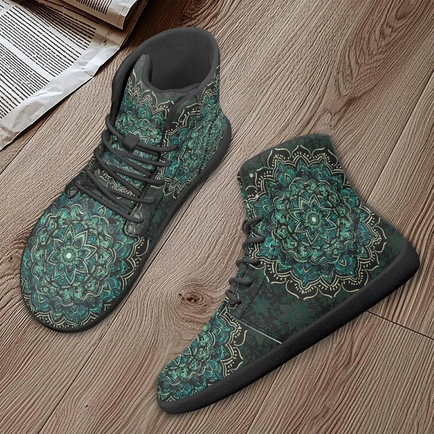 JoyLamoria Skull Rose Butterfly High Top Women Shoes Fashion Lace Walking Tennis Shoes Leather Hip Hop Street Sneaker